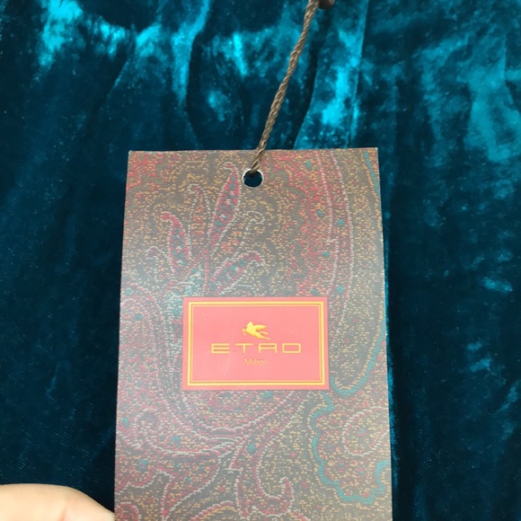 NWT ETRO Greenish teal velvet palazzo trousers - Picture 8 of 14